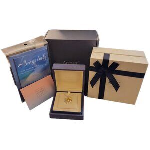 Sunflower Heart Yellow CZ Necklace 18K Gold Over 925 18+2in NWT